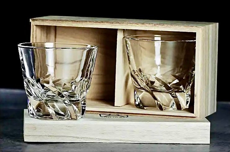 Twisted Whiskey Glass, Rocks Glass Set, Whiskey Glass, Crystal Glasses, Gift Set, Groomsmen, Wedding, Anniversary, Father’s Day Gift