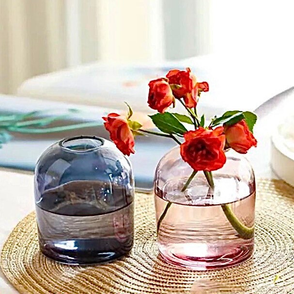 Mini Pink Bud Vase | Glass Bud Vase | Blue Glass Vase | Vase Decor | Minimalist Vase Set | Glass Vase | Wedding