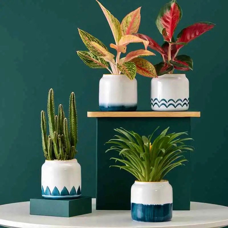 Marble Blue Plant Pot | Patterned Plant Pot | Planter Pots | Small Plant Pots | Indoor Planter | White and Blue Planter | 4 Inch | 5 In